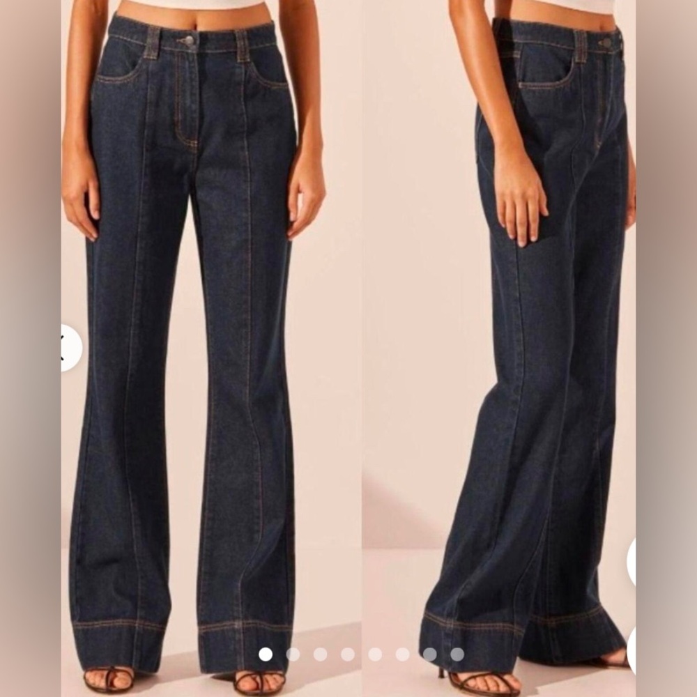 Habitual Pin-tuck Dark Wash High Waist Wide Leg Jeans